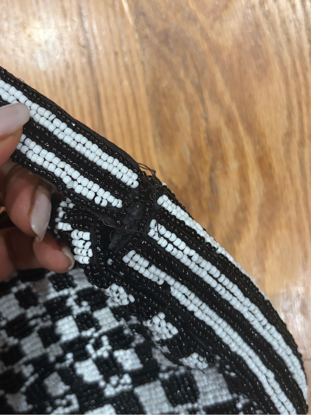 ANTHROPOLOGIE Black & White Beaded Shoulder Bag - Picture 5 of 12